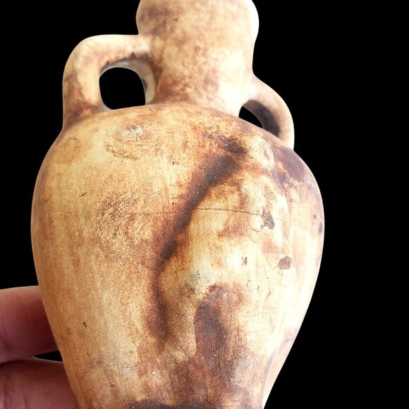 Miniature Amphora Vase With Woman Figure Lifting Skirt to Show Behind Anasyrma - Picture 3 of 13